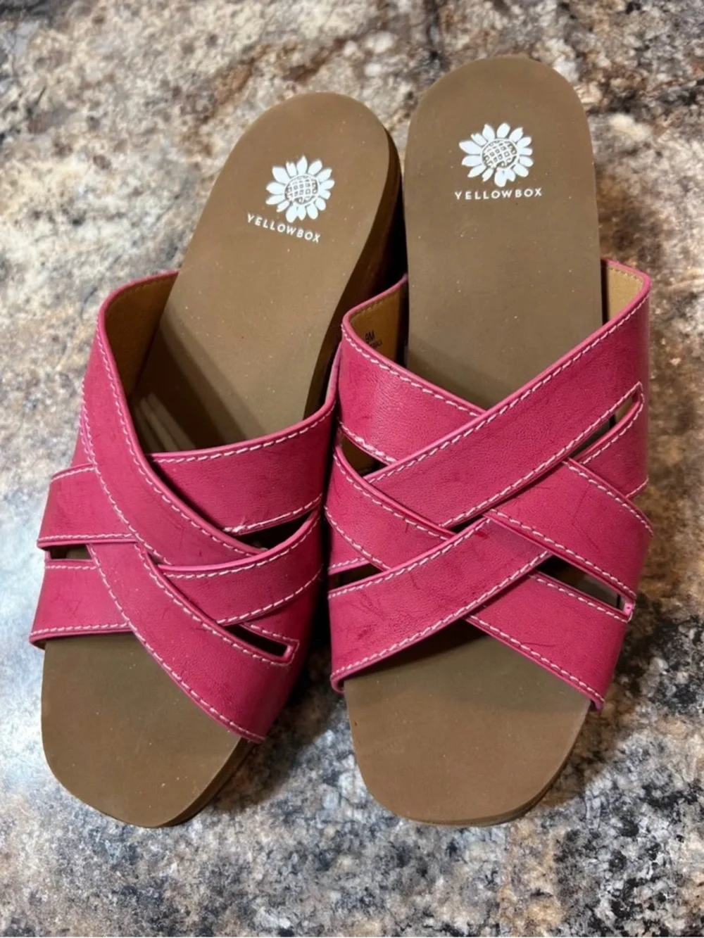 Yellow Box Women's Raspberry Crisscross Slide Sandals - Picture 1 of 6